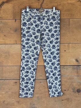 PAIGE Peg Skinny White/ Blue Floral Jeans